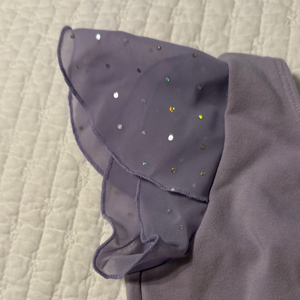 Bloch Lavender Kids Dance Leotard with Ruffled Soarkly Flutter Sleeves 4/5 - Picture 3 of 10